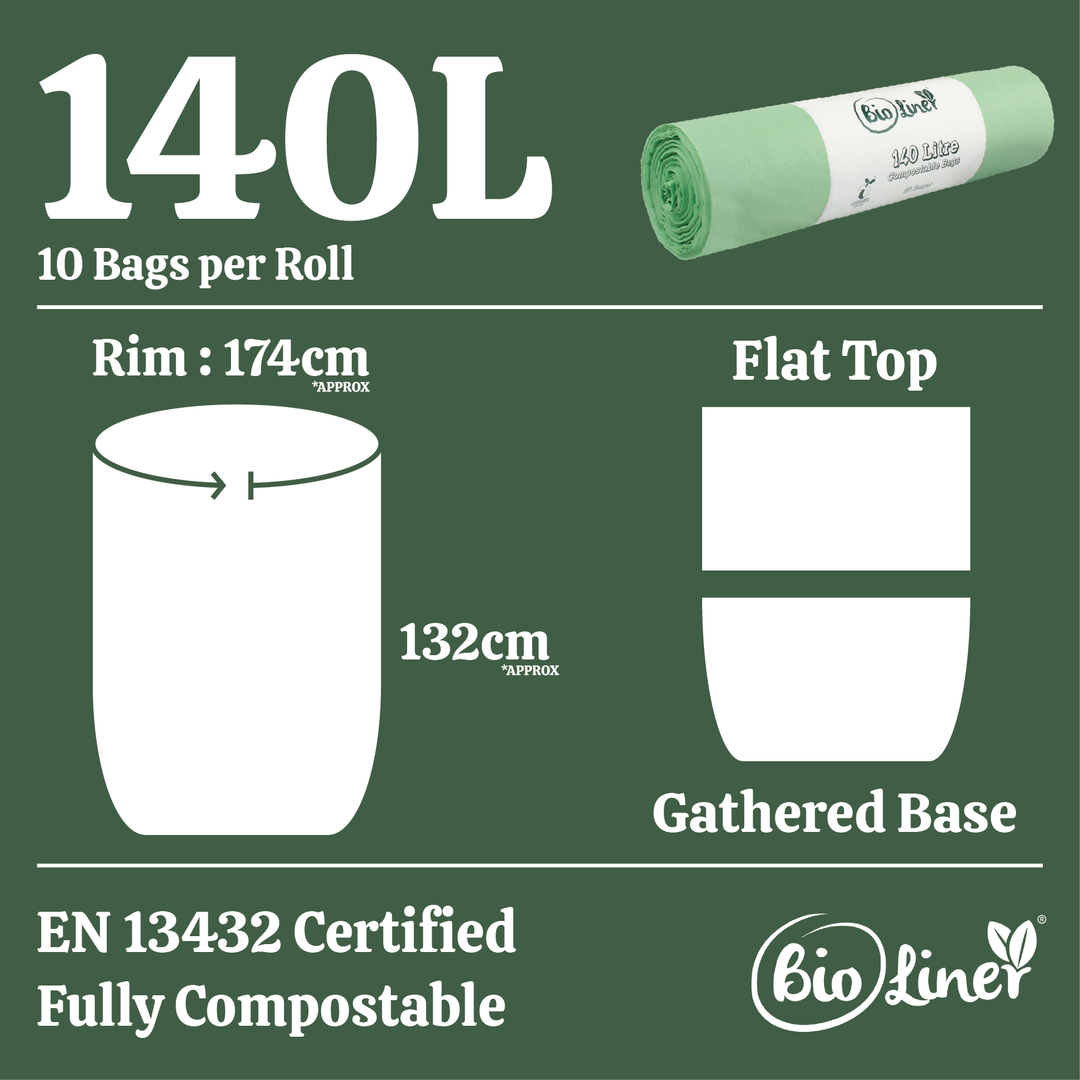 140L Bioliner Compostable Bin Liners for Small Wheelie Bins