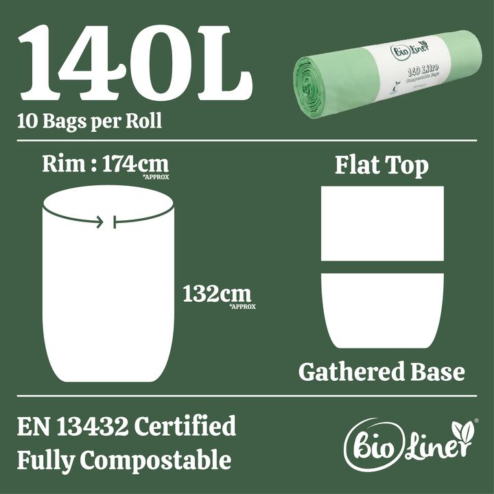 140L Bioliner Compostable Bin Liners for Small Wheelie Bins
