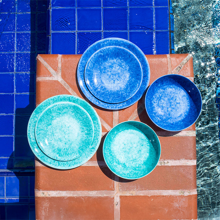 Bali Brights Aqua Melamine Dinner & Side Plate Set