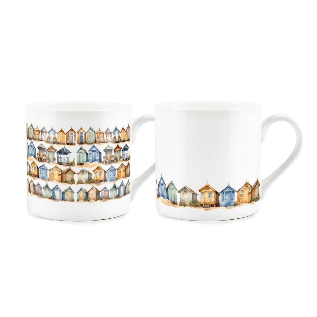 Purely Home Beach Huts Bone China Mugs