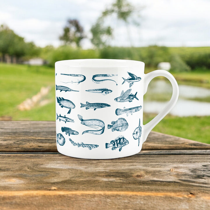 Purely Home Woodcut Fish Bone China Mug