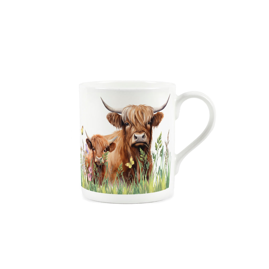 Purely Home Highland Cow & Calf Small Bone China Mug