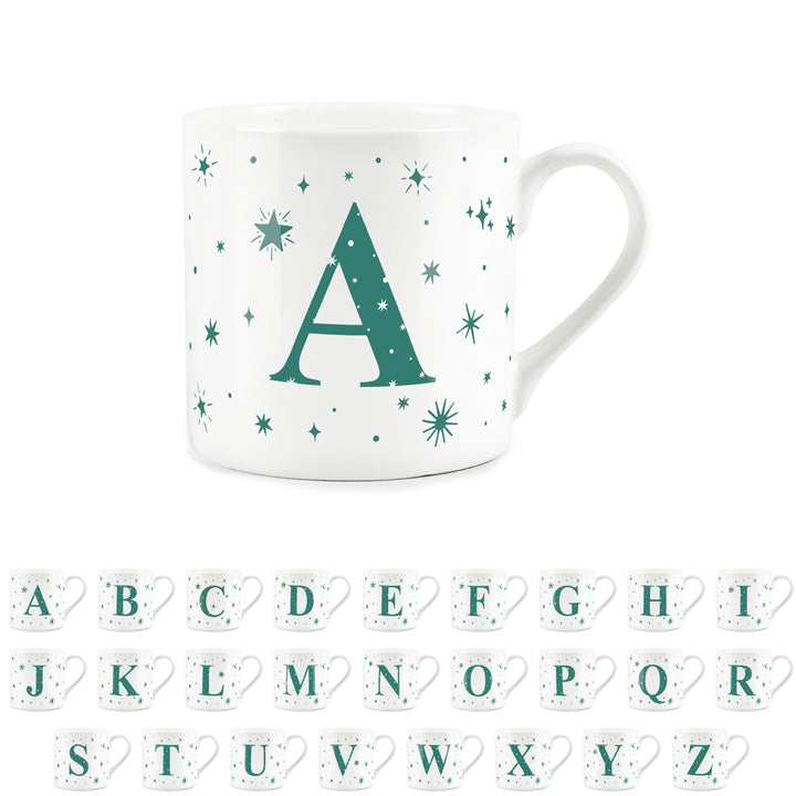 Purely Home Alphabet Bone China Mug - Teal Stars