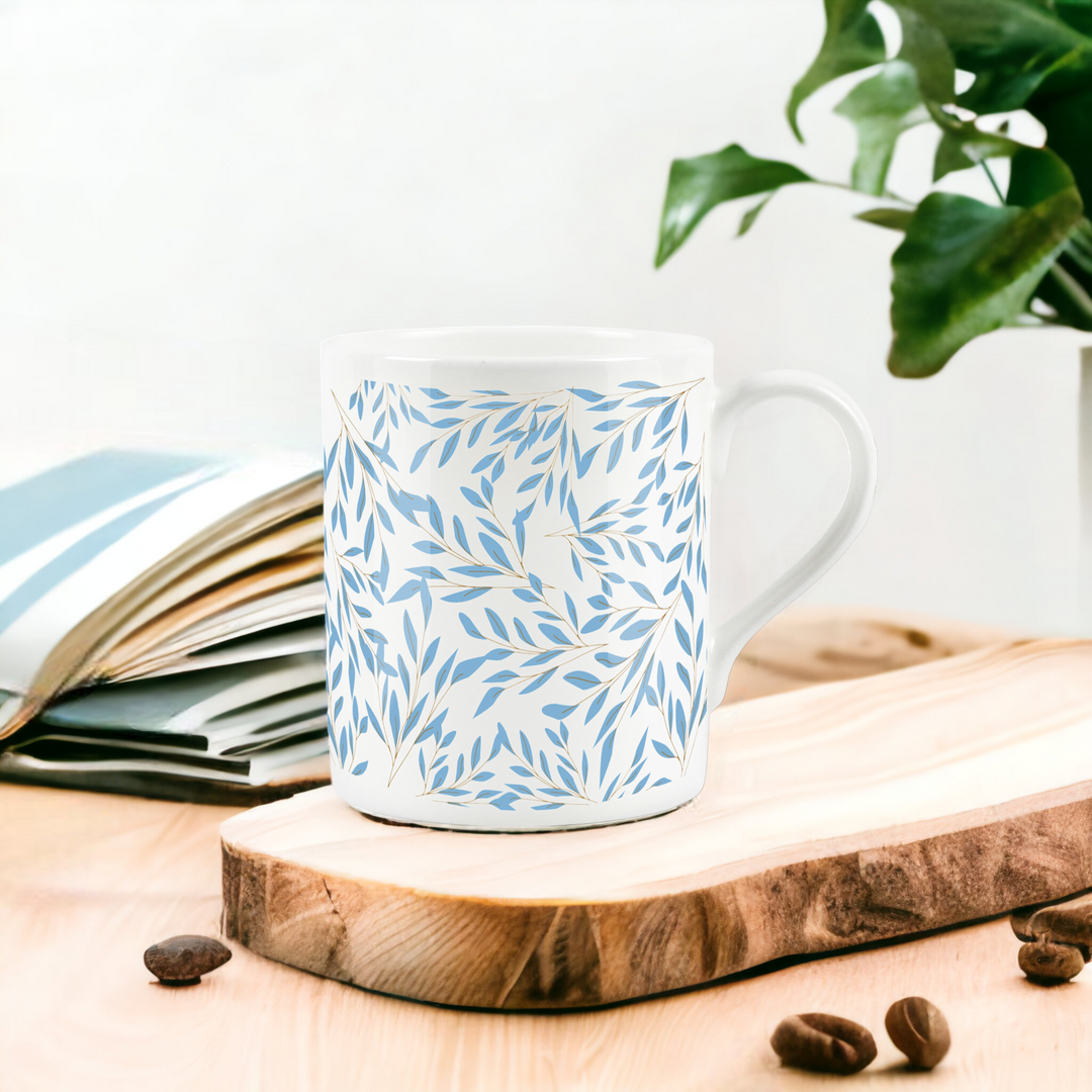 Purely Home Delicate Leaves Small Bone China Mugs