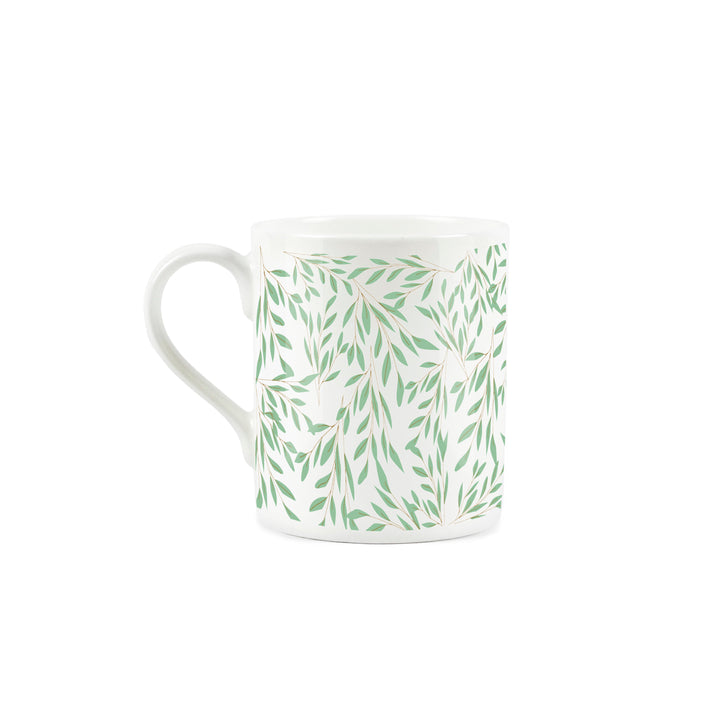 Purely Home Delicate Leaves Small Bone China Mugs