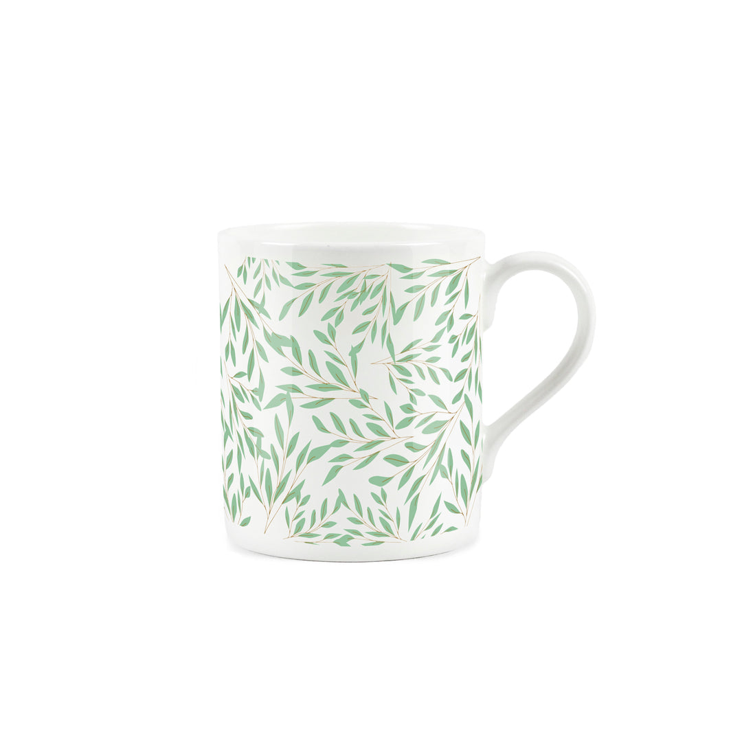 Purely Home Delicate Leaves Small Bone China Mugs