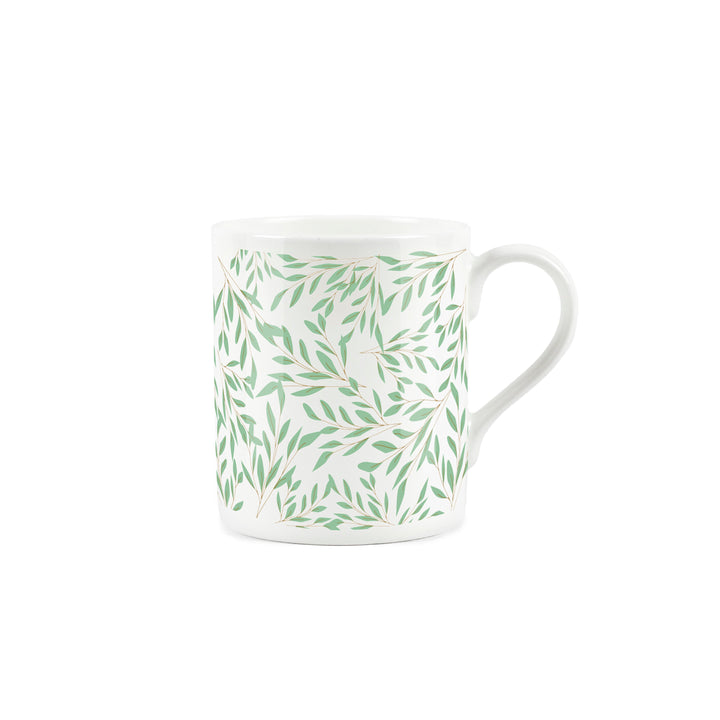 Purely Home Delicate Leaves Small Bone China Mugs