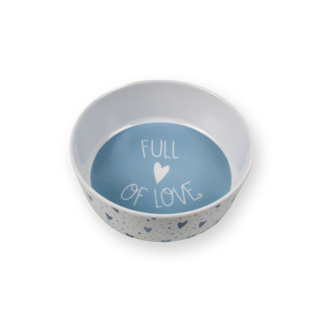 Blue Hearts Melamine Pet Bowl & Saucer Set