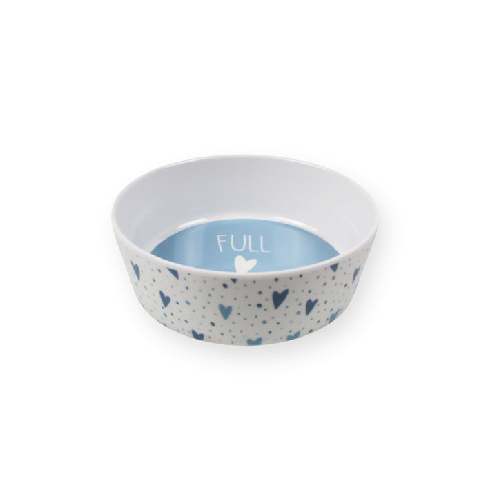 Blue Hearts Melamine Pet Bowl & Saucer Set