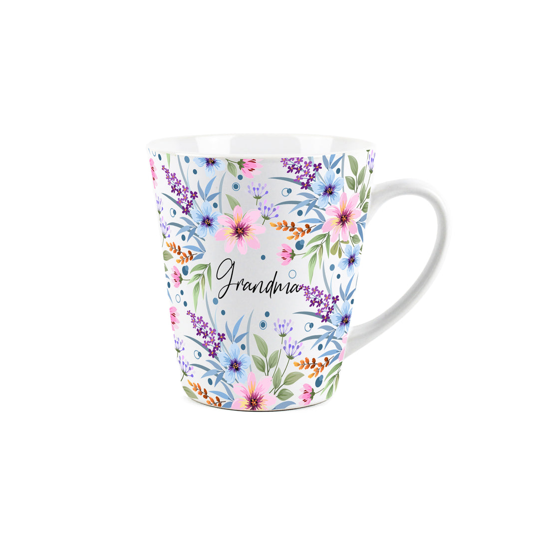 Purely Home Blue & Purple Floral Ceramic Latte Mug