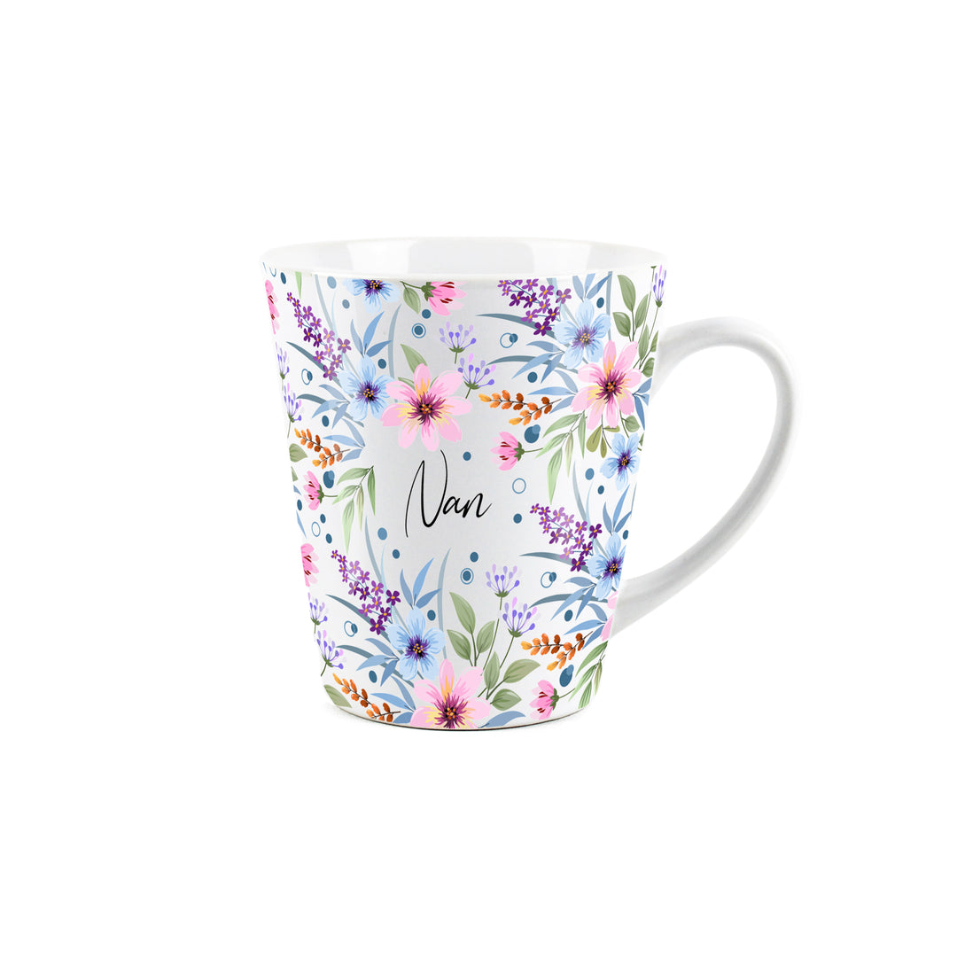 Purely Home Blue & Purple Floral Ceramic Latte Mug