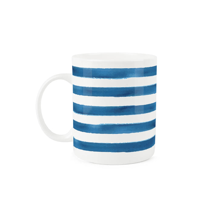 Purely Home Blue Stripes Bone China Mugs