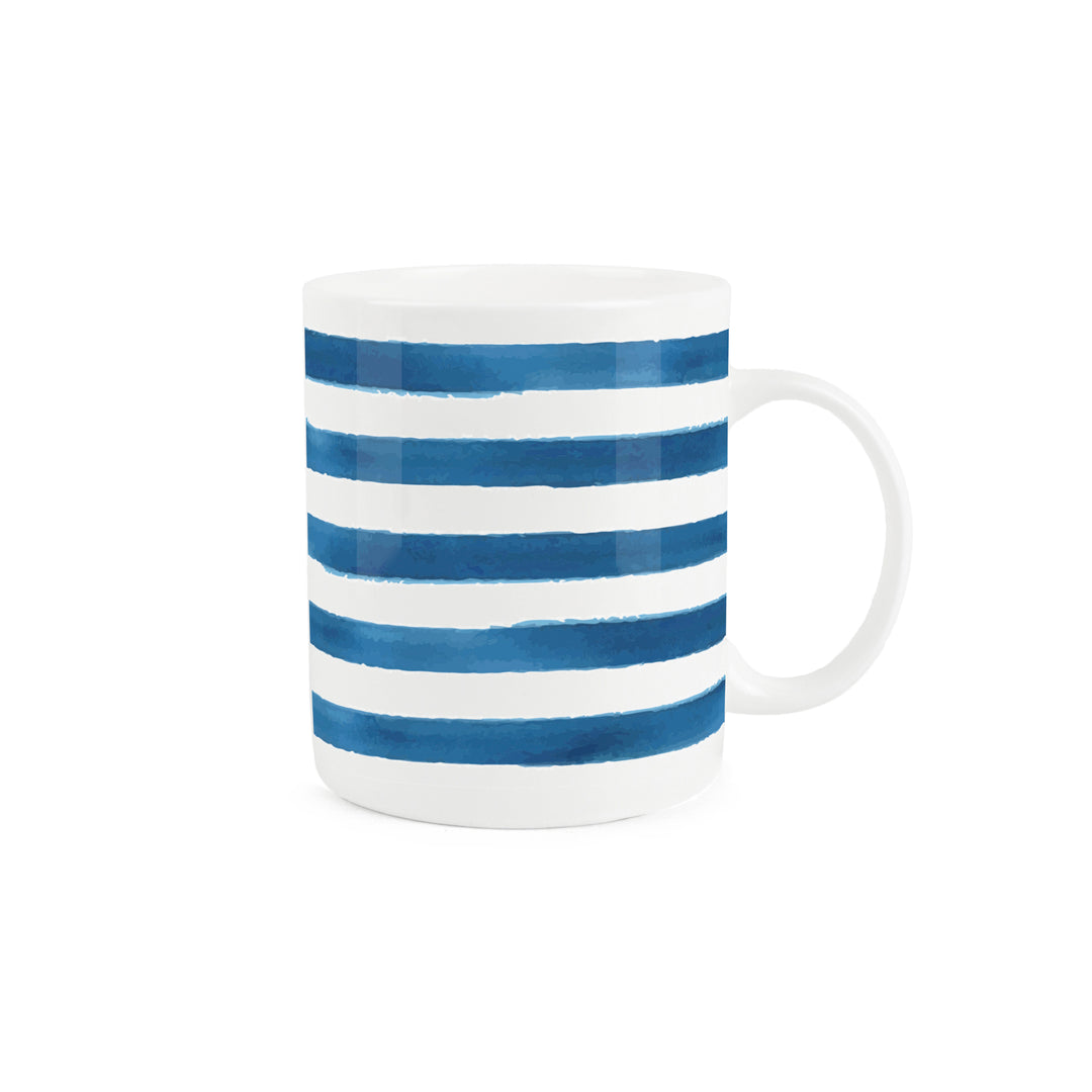 Purely Home Blue Stripes Bone China Mugs