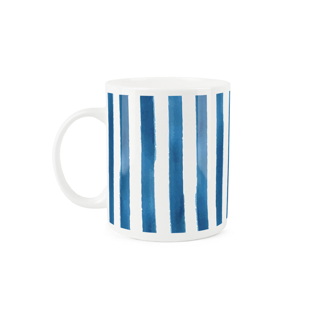 Purely Home Blue Stripes Bone China Mugs