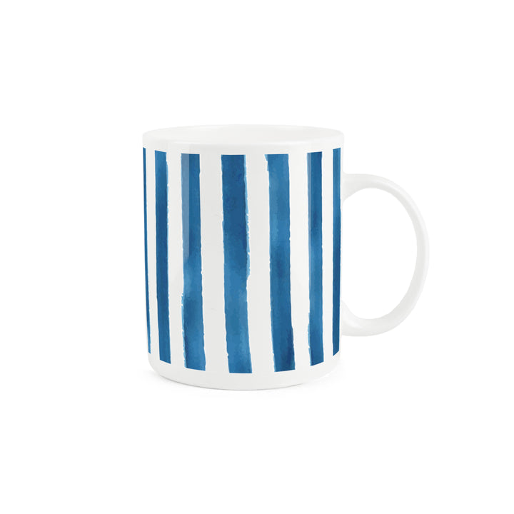 Purely Home Blue Stripes Bone China Mugs
