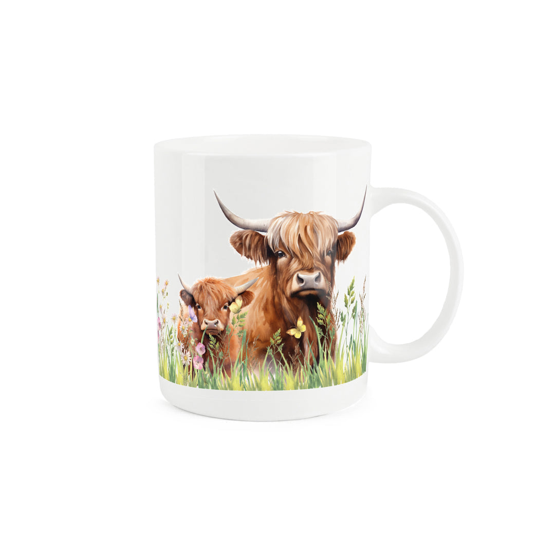 Purely Home Highland Cow Bone China Mugs