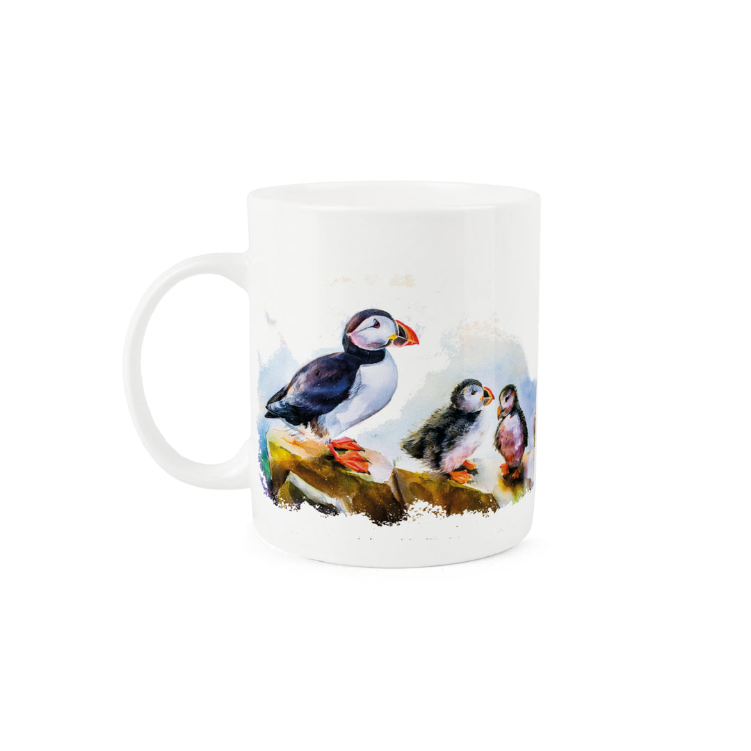 Purely Home Seaside Puffin Bone China Mugs