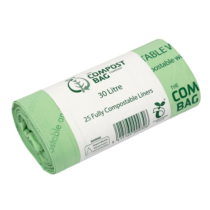 30L Compost Bag Compostable Kerbside Caddy Liners - 25 Bags Per Roll