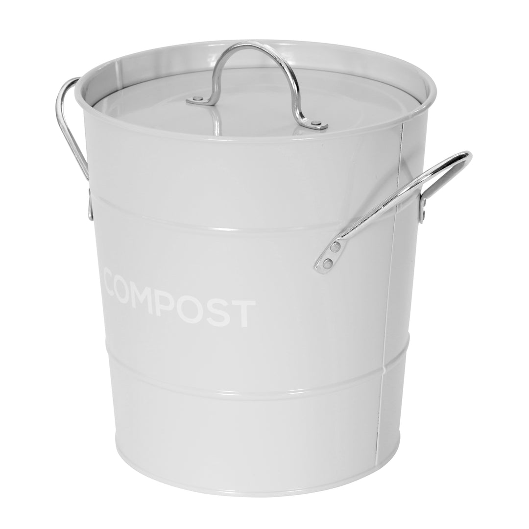Metal Compost Pail - Light Grey