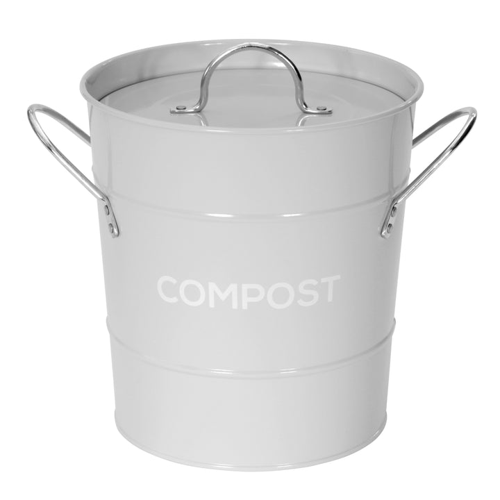 Metal Compost Pail - Light Grey