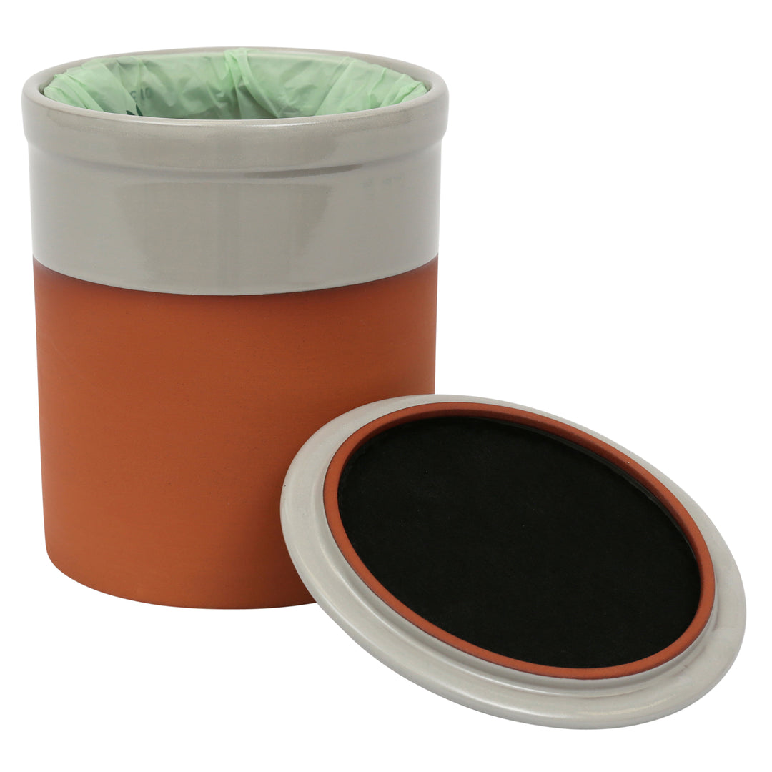 Chetnole Terracotta Compost Caddy - Pale Grey