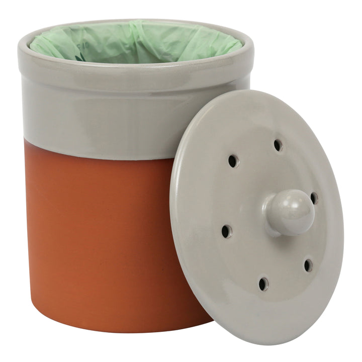 Chetnole Terracotta Compost Caddy - Pale Grey