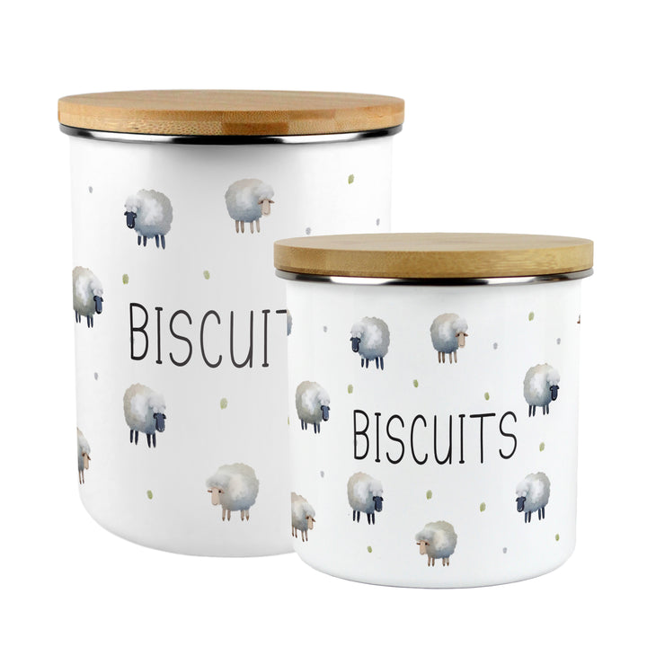 Purely Home Spring Sheep Enamel Biscuit Canister