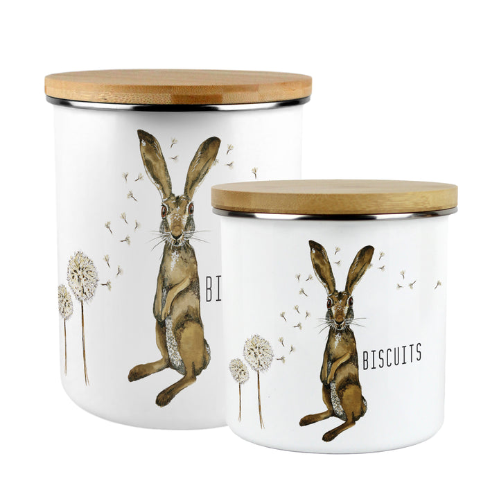 Purely Home Hare & Dandelions Enamel Biscuit Canister