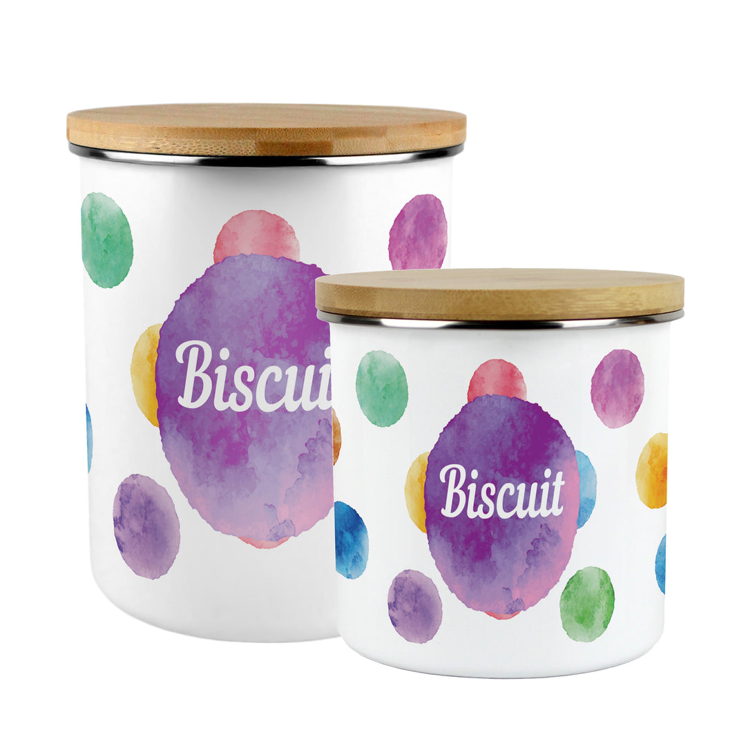 Purely Home Multicoloured Polka Dots Enamel Biscuit Canister