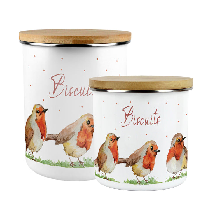 Purely Home English Robins Enamel Biscuit Canister