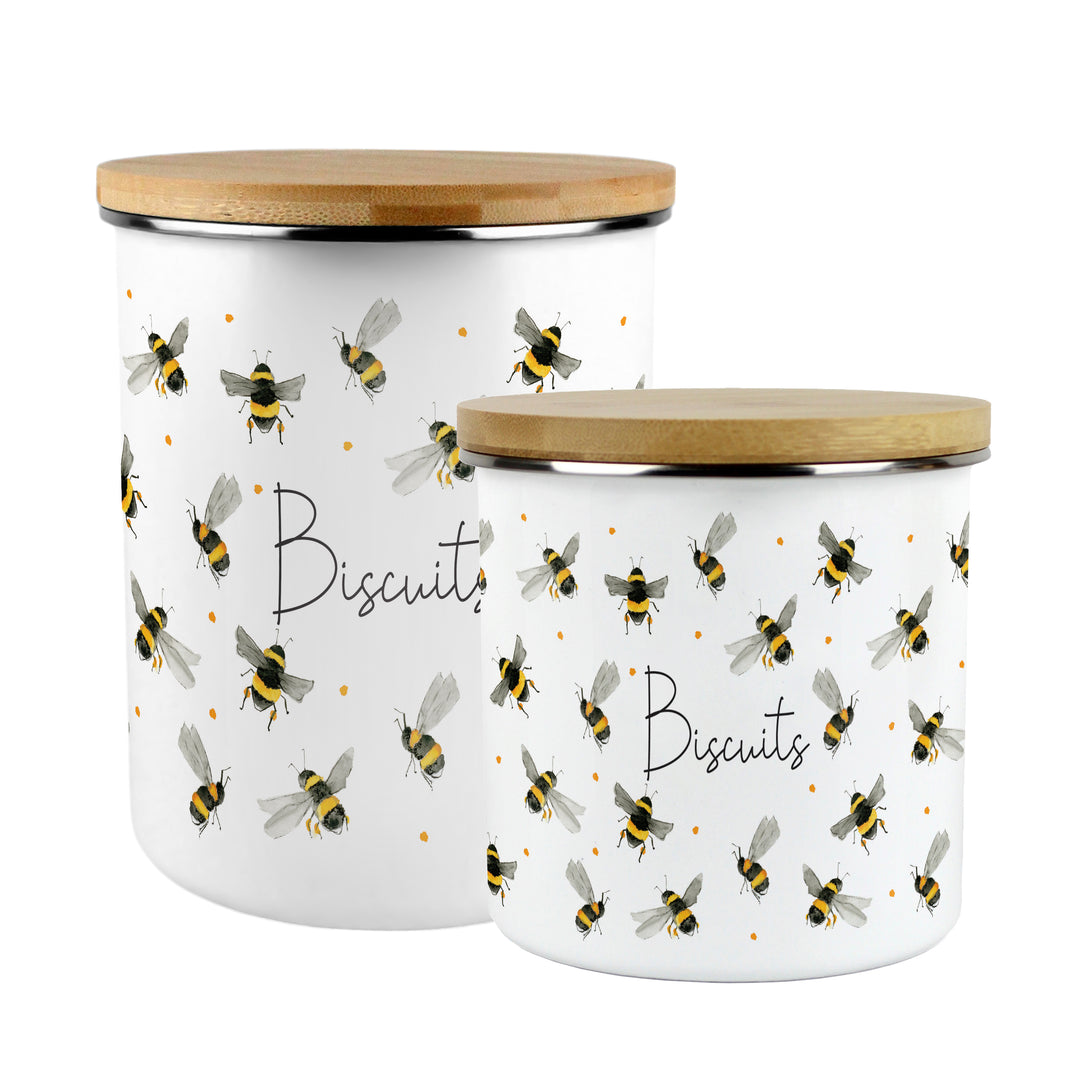 Purely Home Scattered Bees Enamel Biscuit Canister