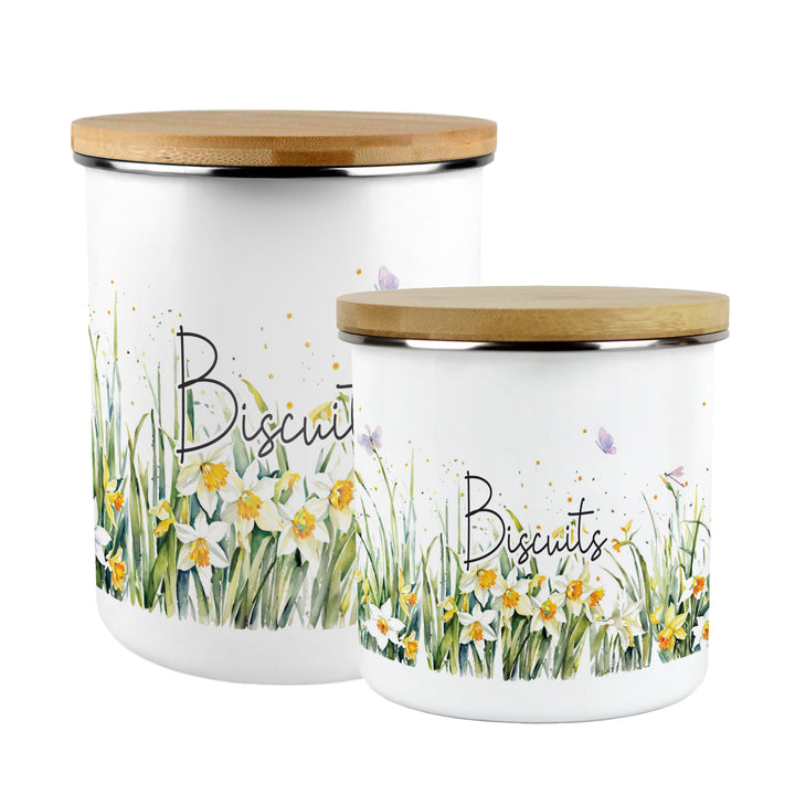 Purely Home Spring Daffodils Enamel Biscuit Canister
