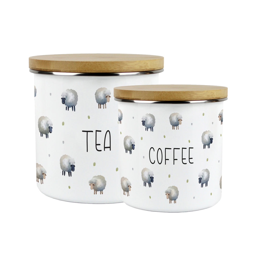 Purely Home Spring Sheep Enamel Kitchen Canisters