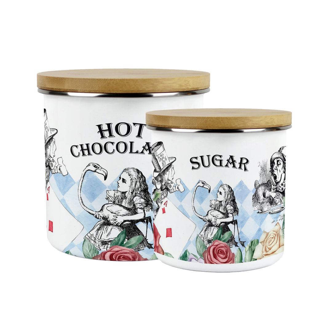 Purely Home Alice's Adventures Enamel Kitchen Canisters