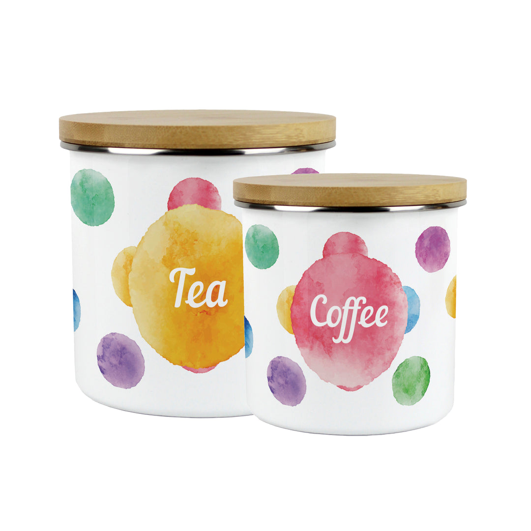 Purely Home Multicoloured Polka Dots Enamel Kitchen Canisters