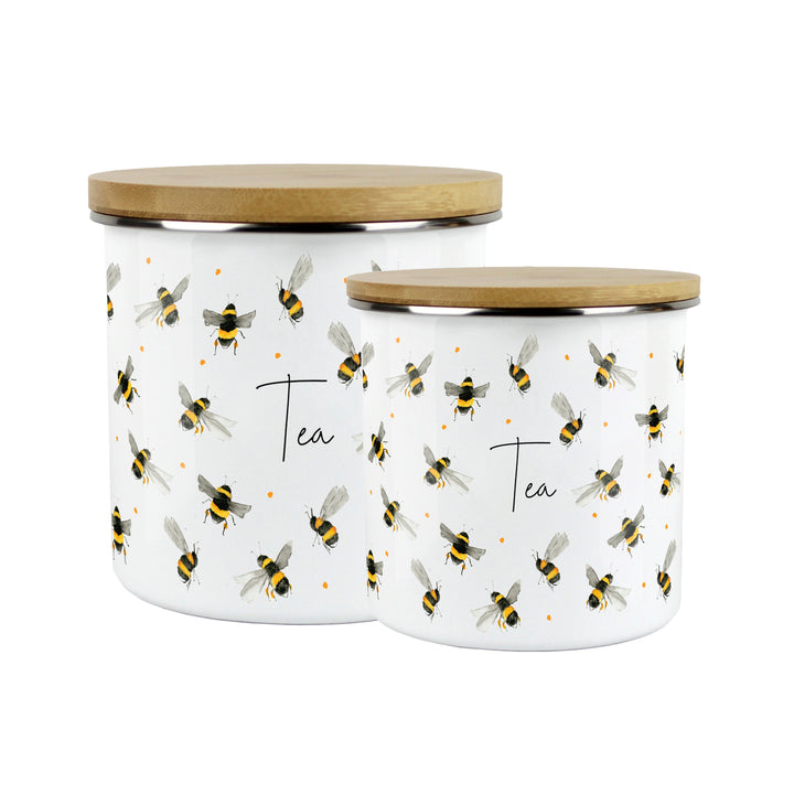 Purely Home Scattered Bees Enamel Kitchen Canisters