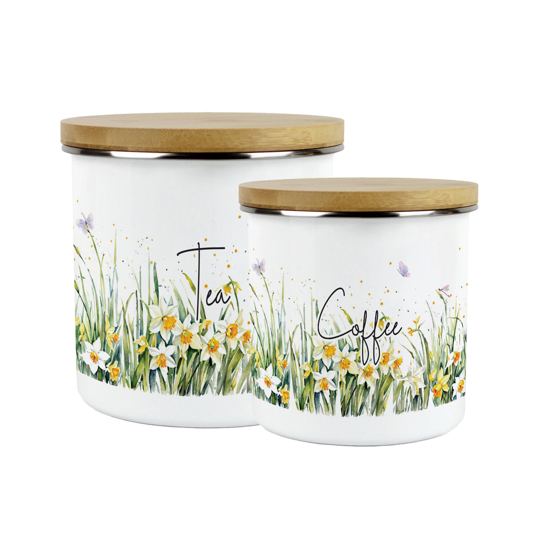 Purely Home Spring Daffodils Enamel Kitchen Canisters