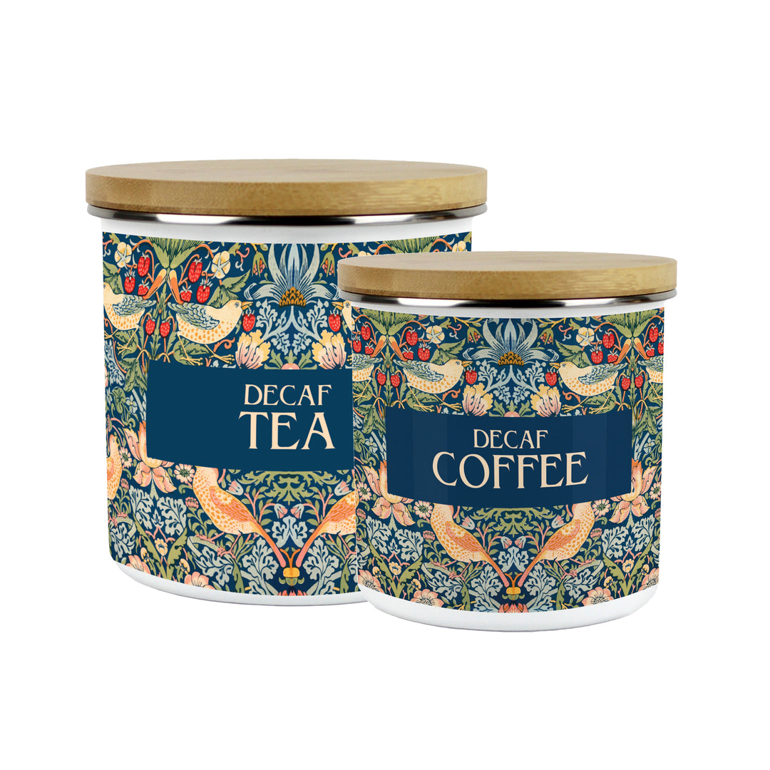 Purely Home Strawberry Thief Enamel Kitchen Canisters - Blue
