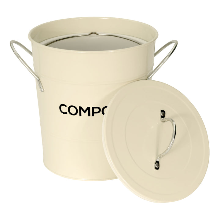 Metal Compost Pail - Cream