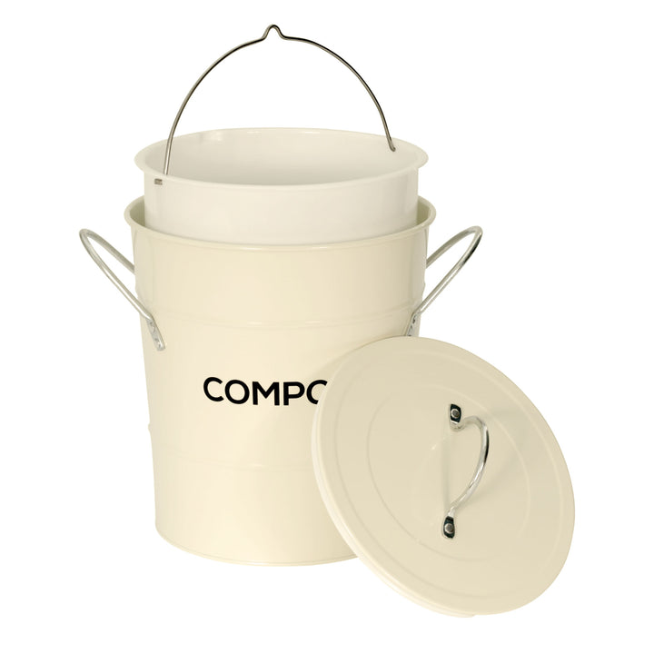 Metal Compost Pail - Cream