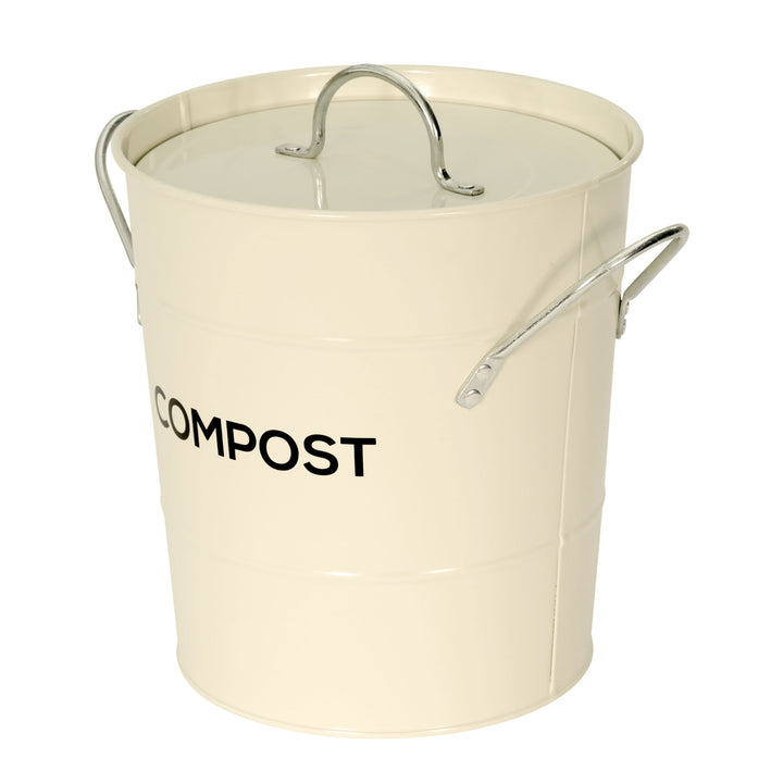 Metal Compost Pail - Cream