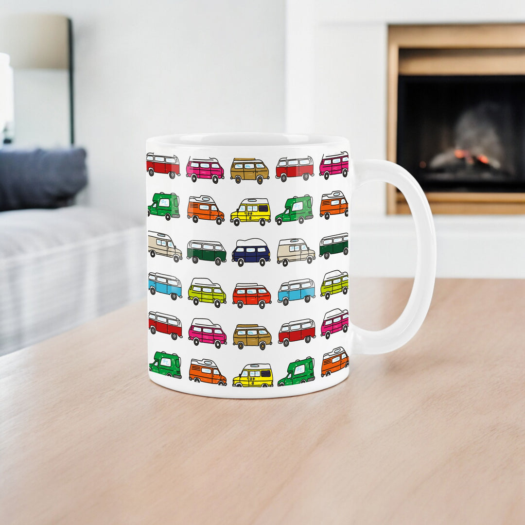 Purely Home Colourful Campervans Ceramic Mug