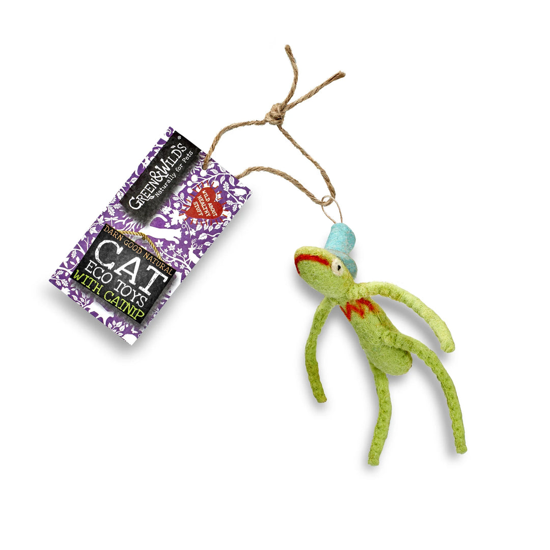 Green & Wilds Eco Cat Toy with Catnip - Freddy Froglegs