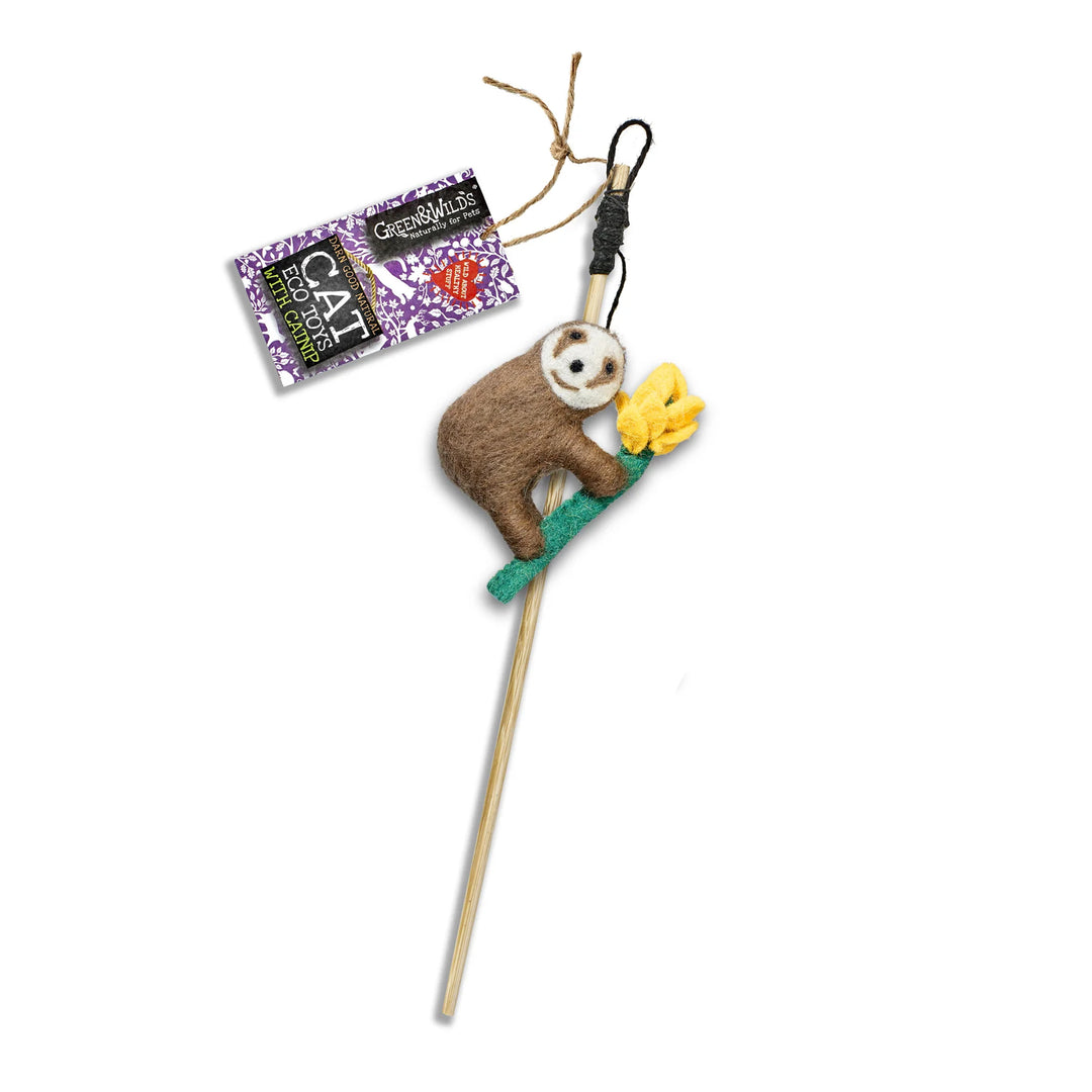 Green & Wilds Eco Cat Teaser Toy with Catnip - Sally Sloth