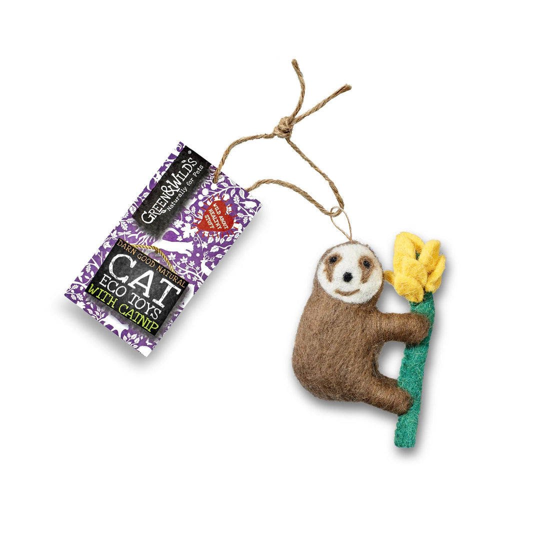 Green & Wilds Eco Cat Toy with Catnip - Sally Sloth