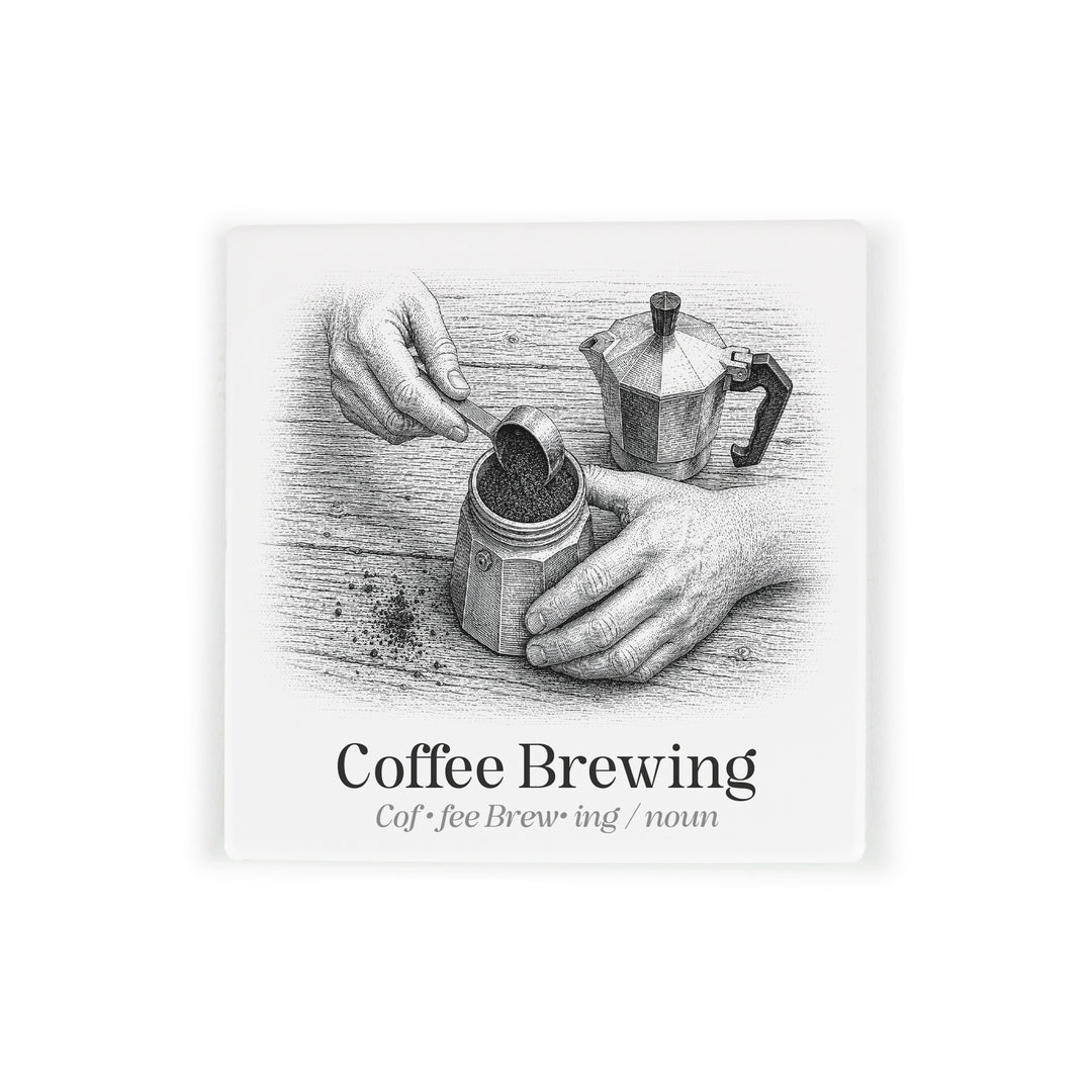 Purely Home Passions Ceramic Coaster Gift Box Set - Coffee Brewing