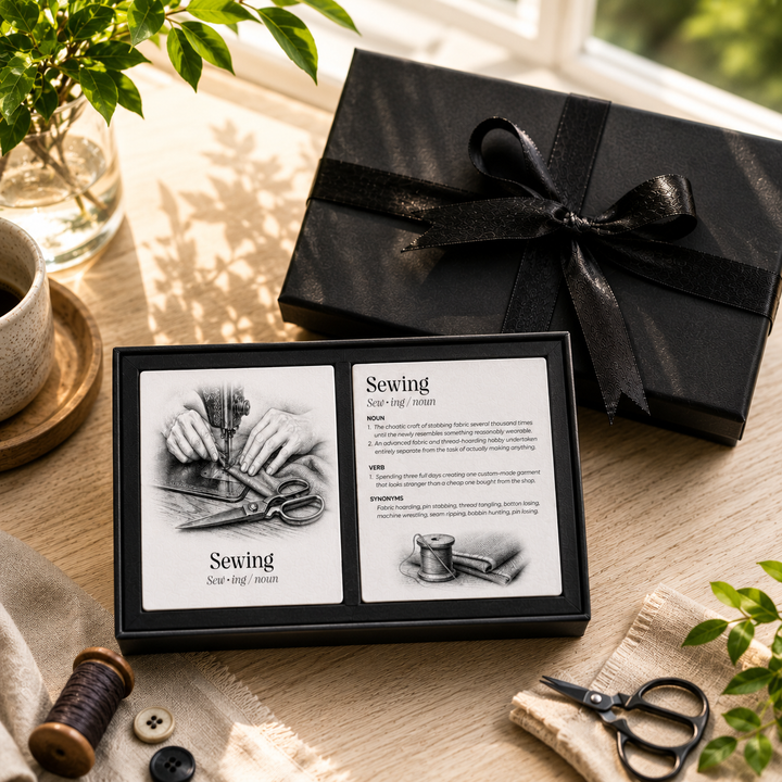 Purely Home Passions Ceramic Coaster Gift Box Set - Sewing