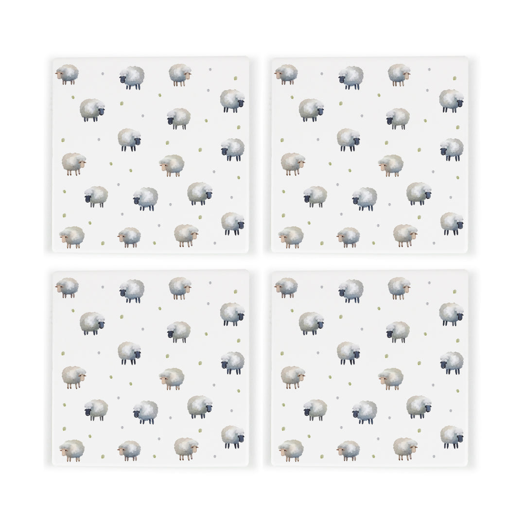 Purely Home Spring Sheep Ceramic Coasters