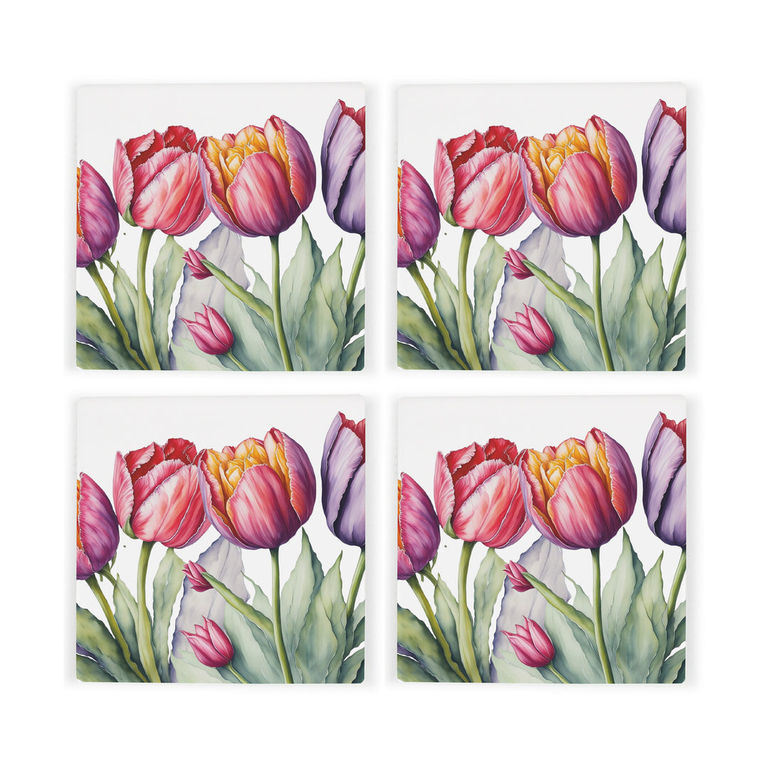 Purely Home Tulips Ceramic Coasters