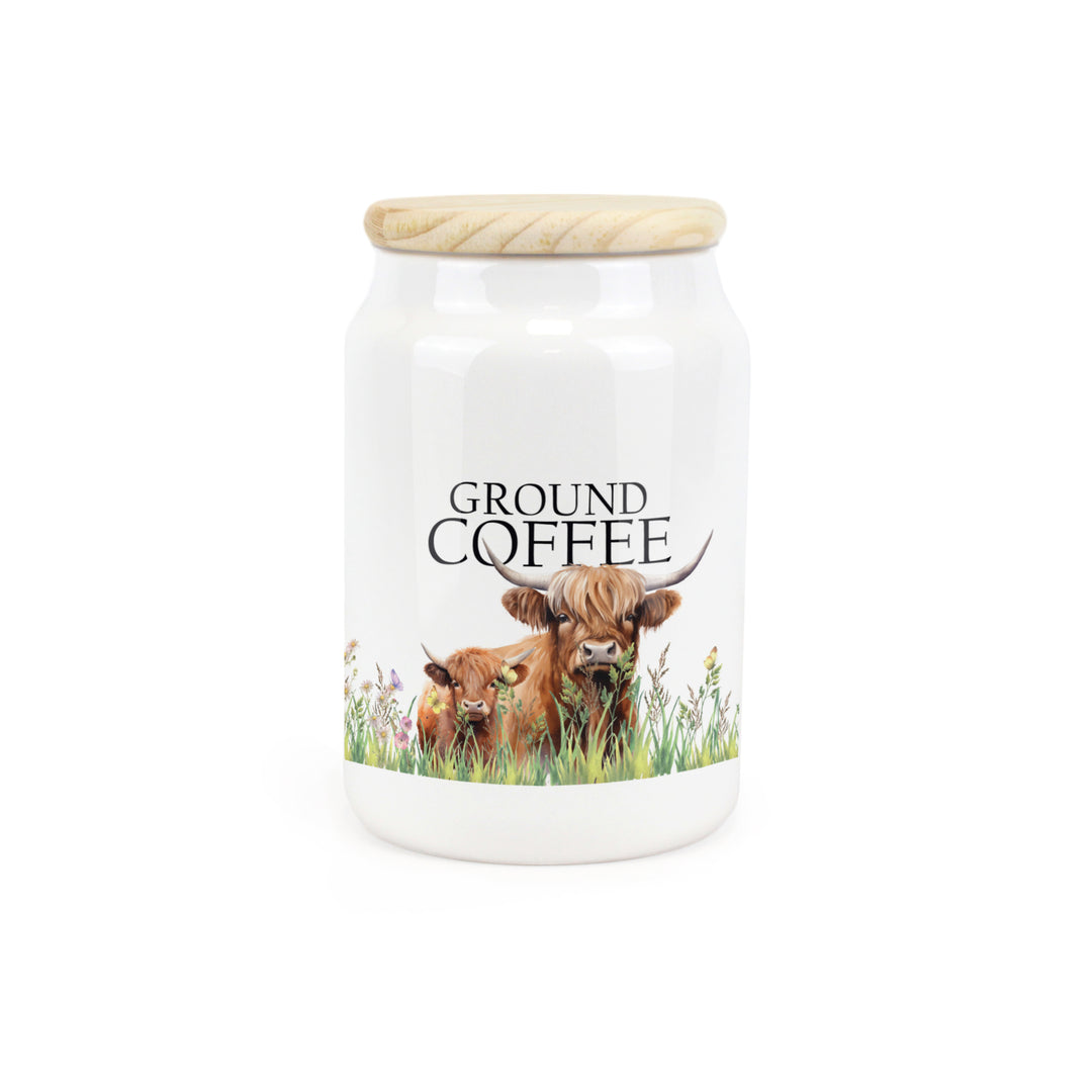 Purely Home Highland Cow & Calf Ceramic Kitchen Canisters